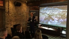 Octopus Group's Billy Hamilton-Stent talking about employee brand advocacy at PRmoment's event at London's Century Club